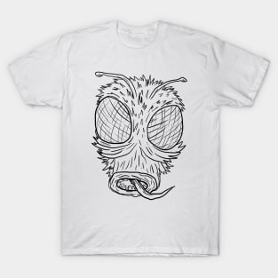 Scary Fly Monster Horror Black Lineart T-Shirt